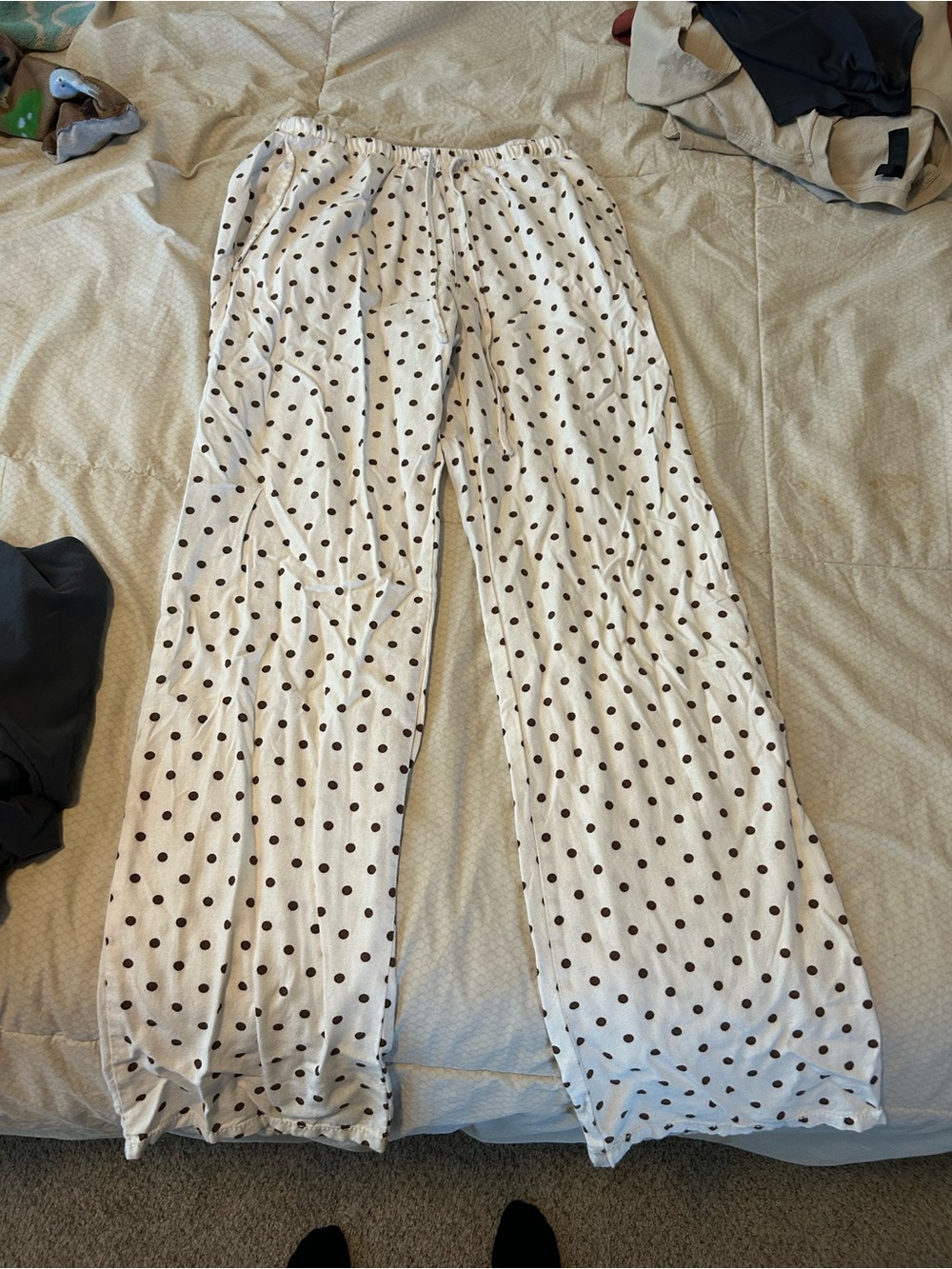 Brown polka dot linen beach pant
